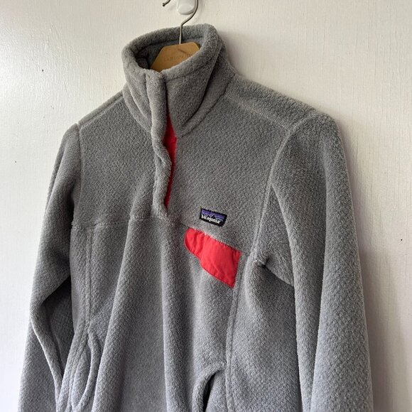 Patagonia Fleece Pullover Womens XS Gray 1/4 Button Cozy High Neck Pockets - Picture 2 of 7